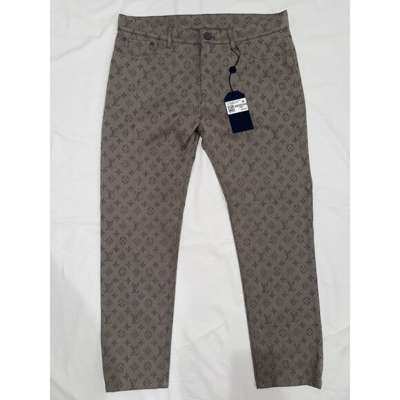 Louis Vuitton DL0 Monogram Slim Jeans All Over Logo Grey Denim Classic Pants 34 - Picture 2 of 15